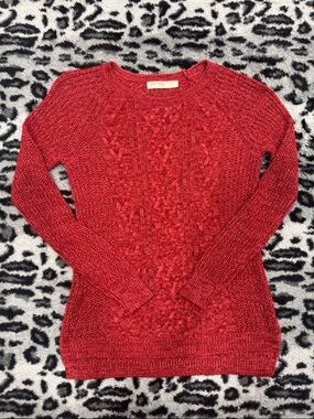 Faded Glory Vermilion Cable Knit Crewneck Sweater